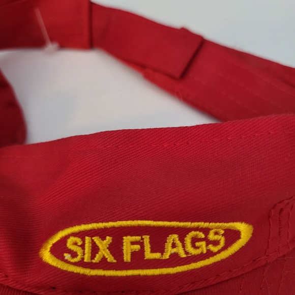 Vintage Six Flags Red and Yellow Embroidered Visor Adjustable - Picture 2 of 5